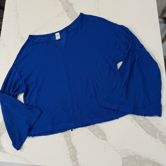 Free People We The Free Dahlia Thermal Waffle Knit Bell Sleeve Top Women’s Small - Picture 5 of 9